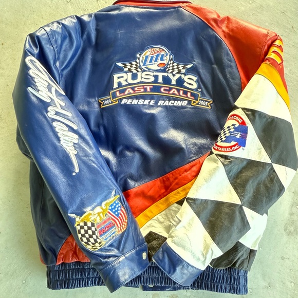 2005 Jeff Hamilton Rusty Wallace leather jacket size XL - Picture 7 of 10